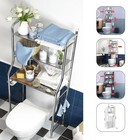 Over The Toilet Storage 3-tier Over Toilet Storage Rack Shelf With Hooks Holder