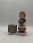 Vintage 1980 Wa Girl Figurine Candle Holder Basket Base Cottage Decor 4 5   