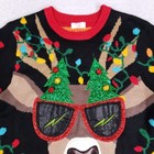 Holiday Time Ugly Christmas Sweater Medium Black Reindeer Tacky Festivecore
