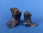 Vintage Miniature Cast Bronze Cowboy Boots W spurs  figurine Western Rodeo Horse