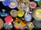 Lot 6 Nice  Antique Button Lot Metal Glass Picture Collector Victorian Glass Mop