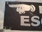 Fire Escape Sign W Left Pointing Hand Galvanized Steel Metal See Photos   Descri