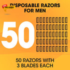 50 Pcs 3 Blade Disposable Razors With Clear Safety Cap Shaving Razors Bulk For M