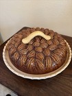 Vintage Japan Southern Pecan Pie Plate With Covered Lid Ceramic Brown 12   