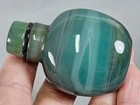 Fine Chinese Handmade Carved Natural Green White Banded Agate Snuff Bottle