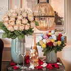  Artificial Realistic Roses Flowers 24  Real Touch Silk Roses Bouquet Peach