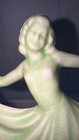 Vintage 1950s Art Deco Dancing Figurine Green Porcelain Lady Woman Dancer 6 25 