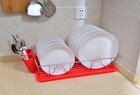 Kitchen Detils 3 Piece Countertop Chrome Dish Drying Rck With Cutlery Bsket