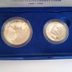1986 Liberty Proof 2 Coin Set Silver Dollar Clad Half Ellis Island Boxed Set