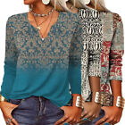 Womens Printed Tops Ladies Loose Shirts Tee Long Sleeve Blouse T-shirt     