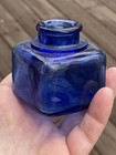 Antique Cobalt Blue Inkwell Small Inkwell 1 875 Cubed Late 1800 s Nice 