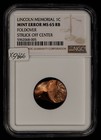 1c Lincoln Memorial Cent Mint Error Foldover Struck Off-center Ngc Ms 65 - Zx866
