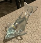 Clear Glass Dolphin Figurine Paperweight 5    Long