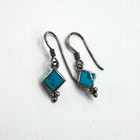 Turquoise Dangle Drop Earrings Small 925 Sterling Silver Southwestren