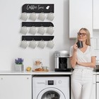 Solid Wood Coffee Mug Holder Wall Mounted  Rustic Cup Rack With 12 Black 