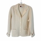 Jm Collection Cream Wool Knit Blazer Jacket Minimalist Soft M