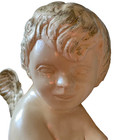 Vtg Cherub Angel Hollywood Regency Wall Art Chalkware Antique White Gold Accents