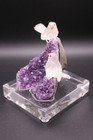 Peter Muller Hand Carved Quartz Finch Pair On Amethyst Base 4 