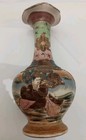 Antique Meiji Hand Painted Polychrome Satsuma Vase  Gilt Raised Enamel 7 5  Tall