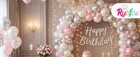 Rubfac Pearl White Balloons  12 Inch Party Balloon With Ribbons For