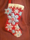 Bucilla Felt Christmas Stocking 18 Inch  Completed Handmade Beaded And Sequined