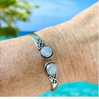 Best Seller Rainbow Moonstone Silver Bangle