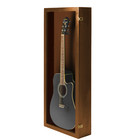 Acoustic Walnut Finish Guitar Display Case Solid Hardwood With Locks 