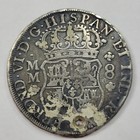 1758 Mo Mexico Silver 8 Reales Pillar Dollar Nice Patina Holed Genuine  v713