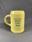 Vintage 1934 Colorado State Fair Coors Golden Beer Yellow Beer Mug  read