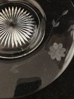 Vintage Clear Crystal Glass Large Platter With Etched Daisy leaves 12 3 4 