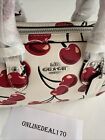 Coach Mini Rowan Crossbody Bag Cherry Print Leather Silver chalk Multi Cy745 Nwt