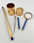 Rare Dunhill Paris France Collection Gold   Lapis Lazuli Desk Set   Accerssories