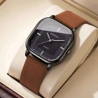 Fashion Square Dial Men s Watches Minimalist Quartz Watch Casual Leather Strap W