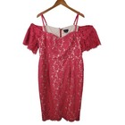 New City Chic Sheath Dress Size 14 Xs Party Pink Lace Off Shoulder Evening