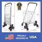 Best Products Stair Climbing Shopping Cart  Rolling Folding  Silver