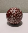 Antique Dense Hollow Ceramic Carpet Ball Hand Painted Red Ivory Floral Design 3 
