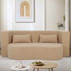 2-in-1 Convertible Sofa Bed full Size Folding Loveseat Couch W 2 Pillows Apricot