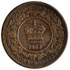Canada  Nova Scotia 1862 Large Cent  Bronze Key Date  Rim Dent  Km-8 2