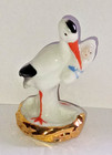 Antique Vtg German Porcelain Stork   Baby Figurine Dollhouse Miniature Snowbaby