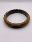Vintage Carved Wood And Silver Metal Wrapped Bangle Cedar Lined Ridge Bracelet