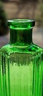 Antique Mini 1 Oz  Emerald Green Ribbed   Poison-rx- Utility Hexagon Bottle 