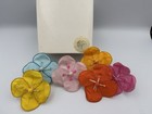 Vintage Mid Century Flower Napkin Rings Set Multicolor Fabric Retro Mod 1950s