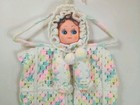 Vtg Crochet Unisex Hanging Diaper Stacker White Green Pink Yellow 32 X 15 X 6