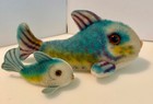 Vintage Steiff Flossy Fish Lot Of 2 Matching Mohair Tropical Fish Pair 11    5 