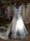 Florals Boho Wedding Dresses Fairy V Neck With Court Train Tulle Bridal Gowns