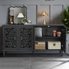 60  Black Antique Buffet Cabinet   Tv Stand Sideboard   Floral Carved