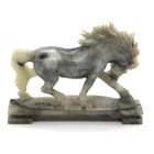 Chinese Hand Carved Flying Horse Figurine Soapstone Steatite Gray Mid Cent 6 In