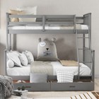 Twin Over Full  Bunk Bed W  Storage Drawers Wood Platform Beds Bedroom Furniture