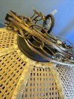 Vtg Retro Wicker Rattan Pendant Light Fixture  Mid Century Hanging Lamp W Globe