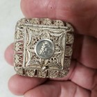 Antique Vintage Filigree 800 Silver Pill Box 1 40   1 40   Religious Joseph Jesus